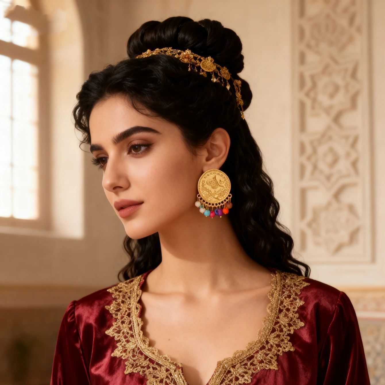 Ethnic Fashion Co In - حلق على شكل عملة تركية مطلي