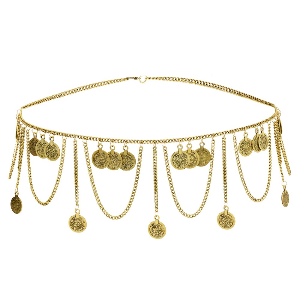 Ethnic Fashion Co In - خمر عملة قلادة معدنية الجسم سلسلة