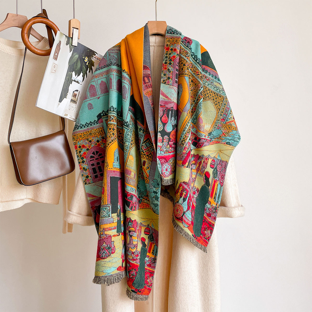 وشاح نسائي للخريف والشتاء من ا - مراجعة Go Ethnic Fashion وسعره