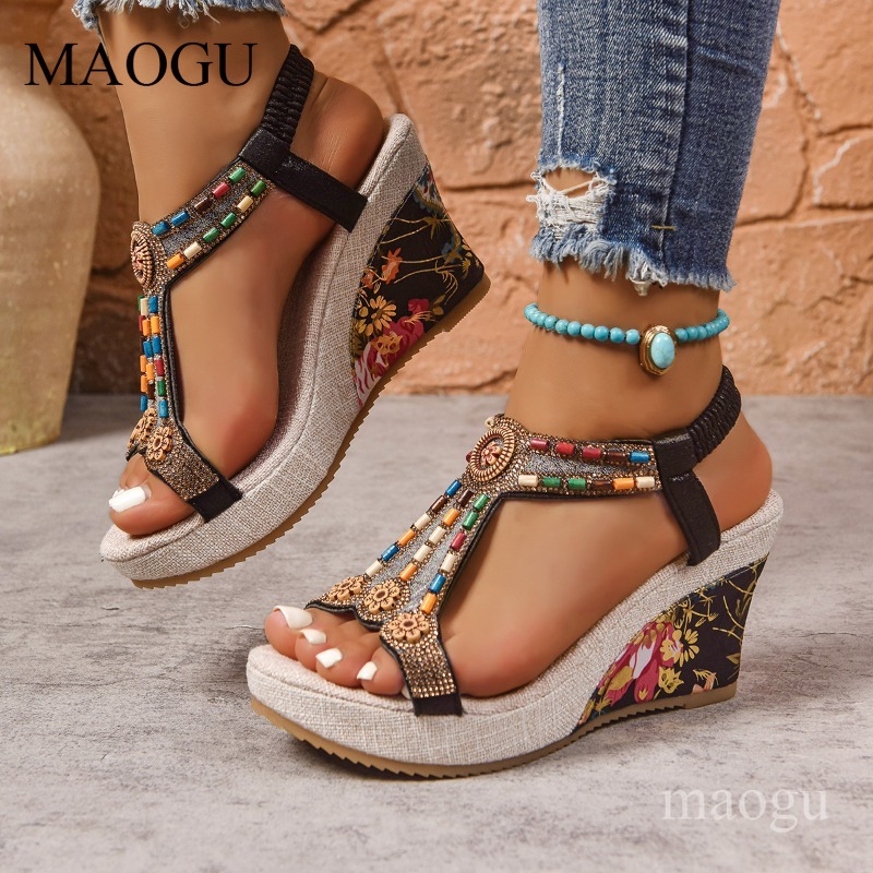 صنادل بوهو نسائية بكعب ويدج مز - مراجعة Ethnic Modern Fashion وسعره