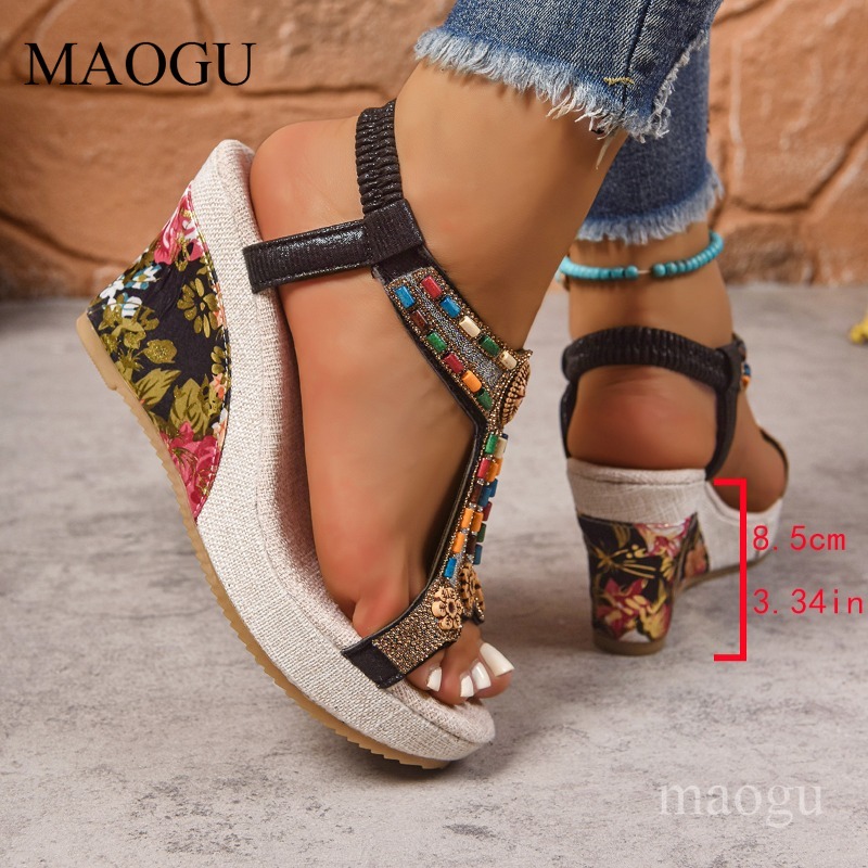 صنادل بوهو نسائية بكعب ويدج مز - مراجعة Ethnic Modern Fashion وسعره